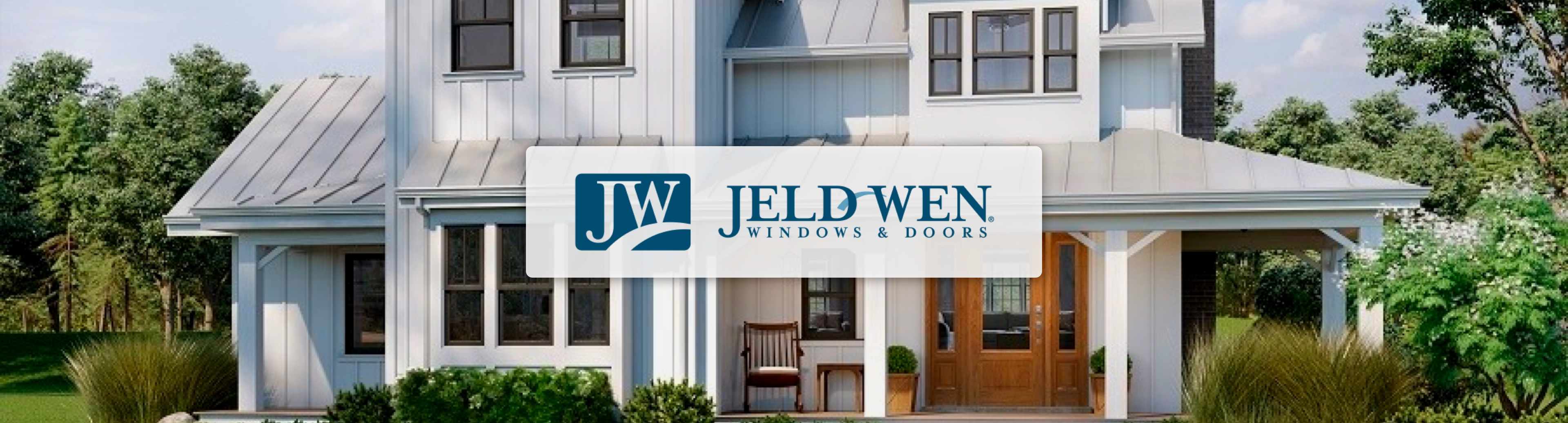 Jeld-wen logo with house in background