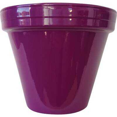 Ceramo Spring Fever 8-1/2 In. H. x 7-1/2 In. Dia. Violet Clay Flower Pot